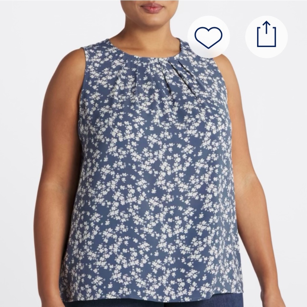 Floral Sleeveless Blue Top - Picture 5 of 5